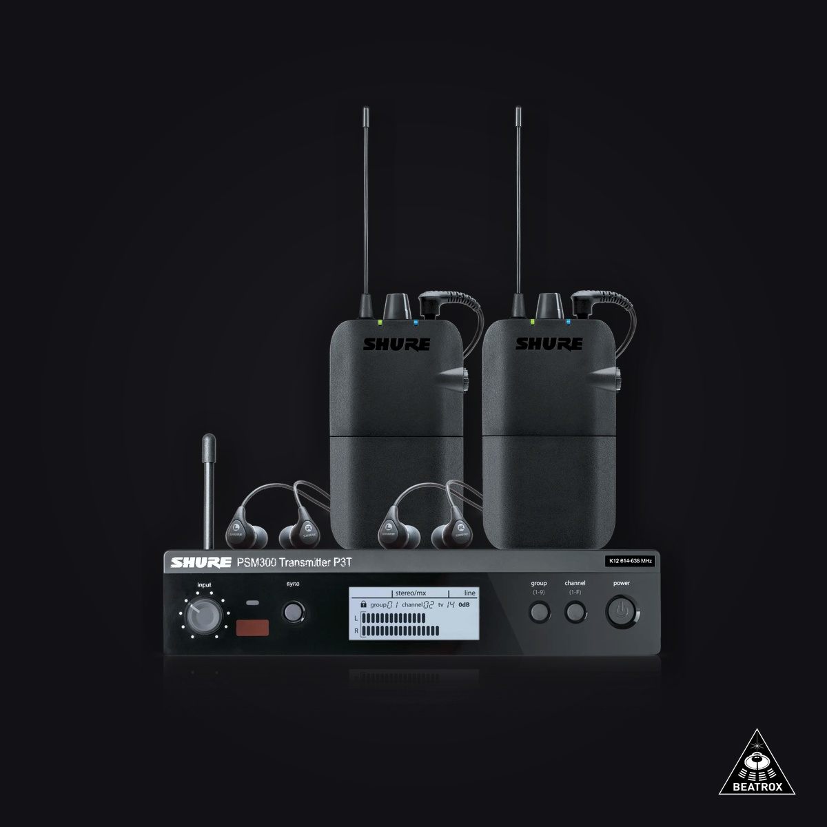 Shure PSM300 IEM System — Wireless in-ear monitor, 4 receivers